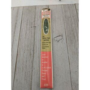 Vintage J&P Coats Neck Opening Metal Zipper 22" Almond Green 164-A